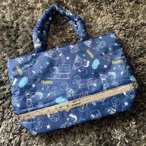 Large Puffy Blue Sparkle Snoopy Peanuts Tote Bag